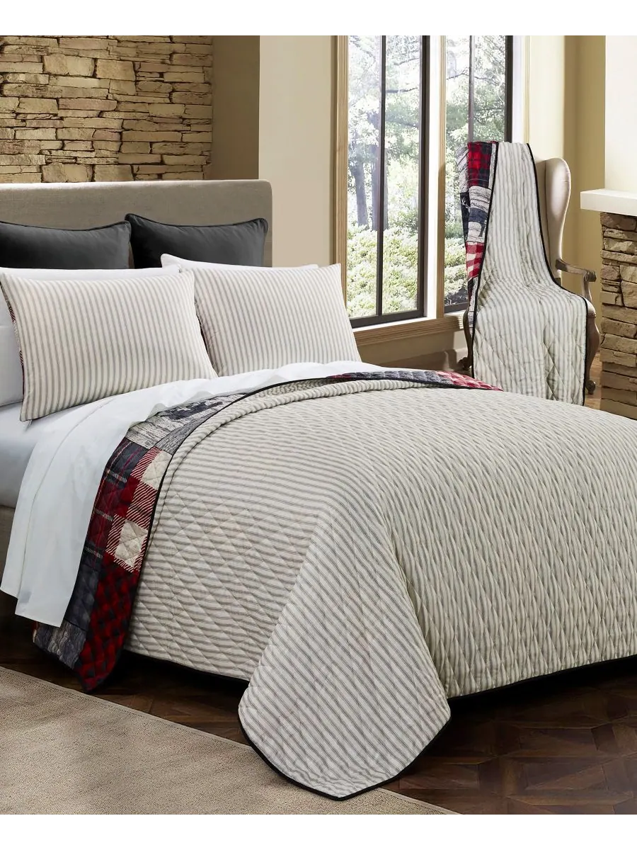 Комплект из 3 предметов: текстильное одеяло Timber Quilt, размер King American Heritage — изображение 2 из 6, мульти