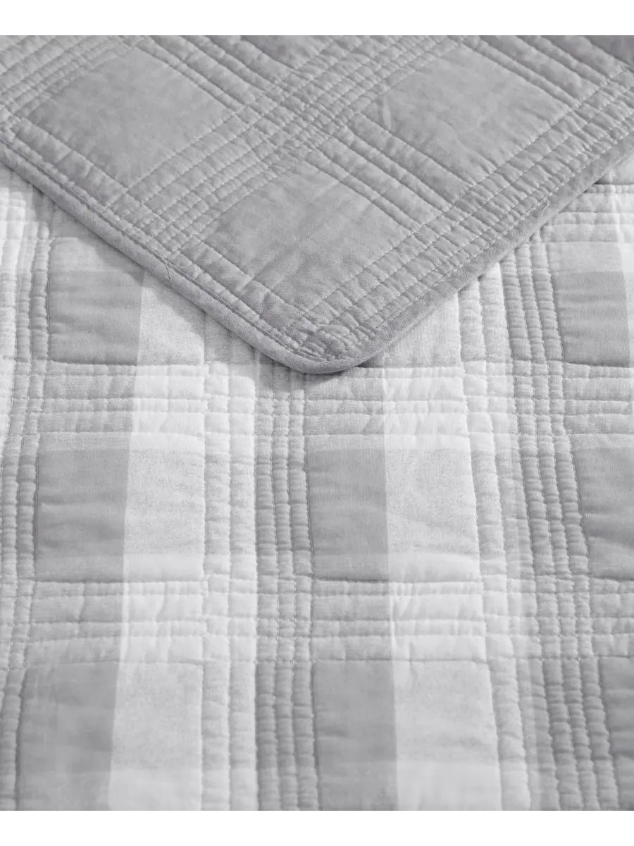 Комплект постельного белья Lakehouse Plaid из 3 предметов, размер King Eddie Bauer — изображение 5 из 7, серый