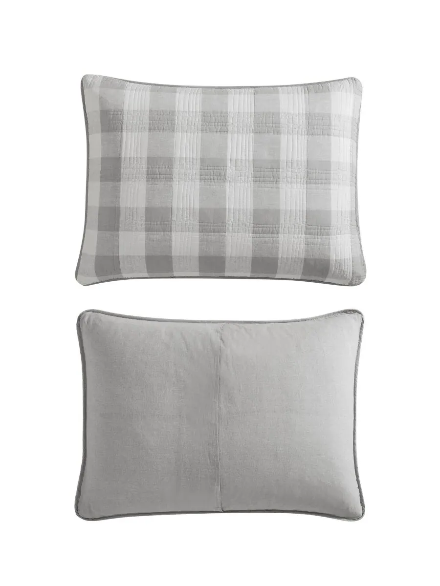 Комплект постельного белья Lakehouse Plaid из 3 предметов, размер King Eddie Bauer — изображение 7 из 7, серый