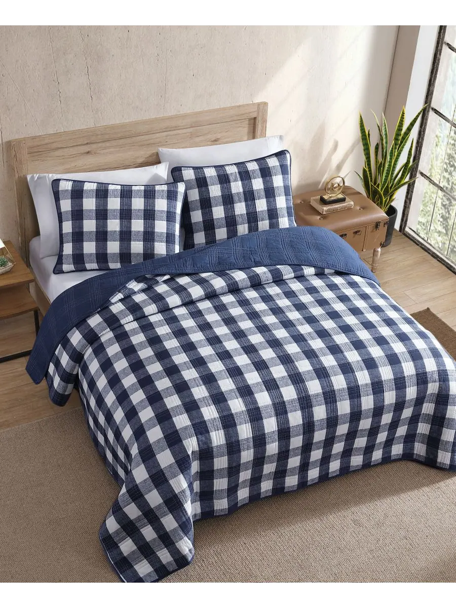 Комплект постельного белья Lakehouse Plaid из 3 предметов, размер King Eddie Bauer — изображение 3 из 7, синий