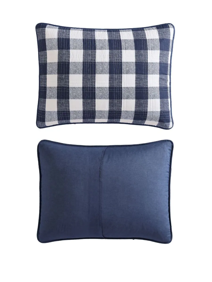Комплект постельного белья Lakehouse Plaid из 3 предметов, размер King Eddie Bauer — изображение 7 из 7, синий