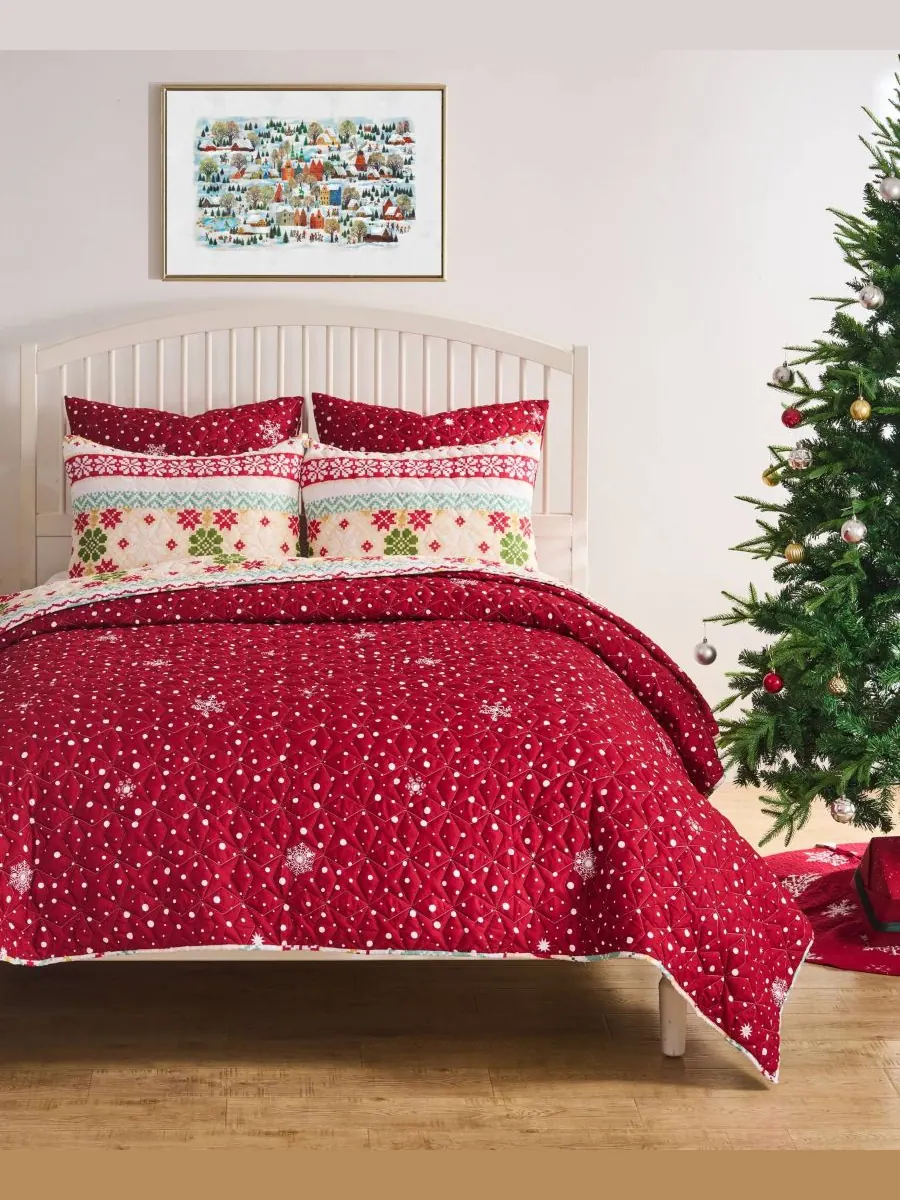 Комплект постельного белья Fair Isle Snow из 3 предметов, размер Full/Queen Greenland Home Fashions — изображение 3 из 7