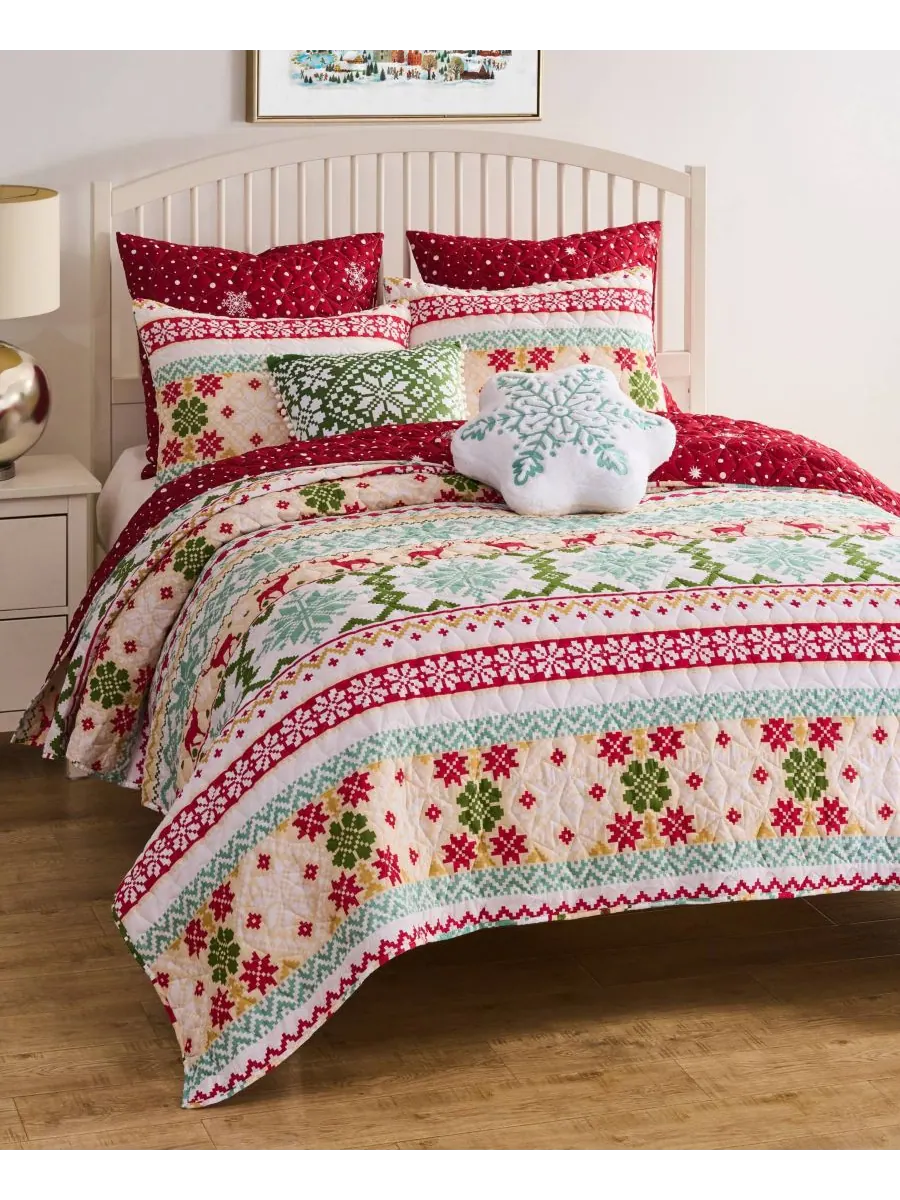 Комплект постельного белья Fair Isle Snow из 3 предметов, размер Full/Queen Greenland Home Fashions — изображение 4 из 7