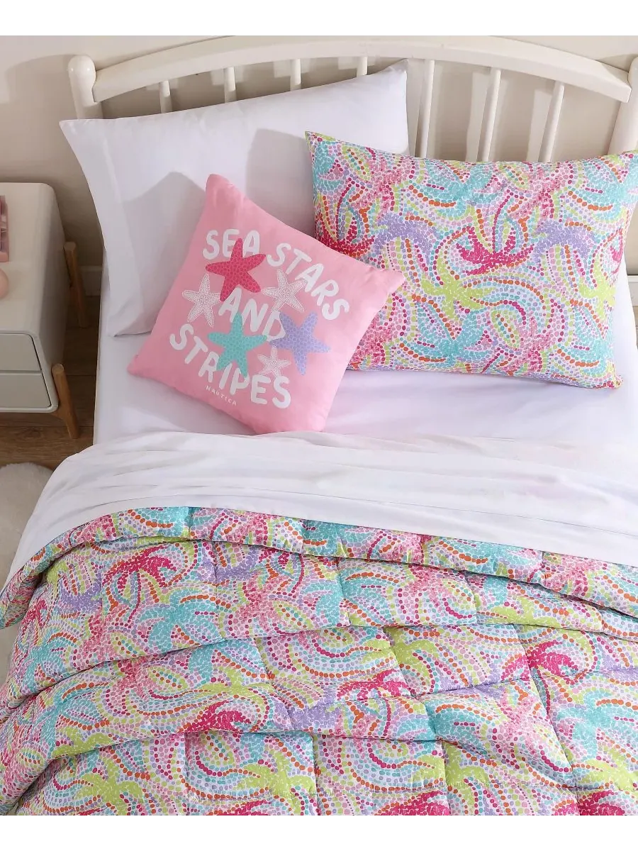Комплект постельного белья Sutton Palm Trees из микрофибры, 3 предмета, размер Twin Nautica — изображение 3 из 10, голубой