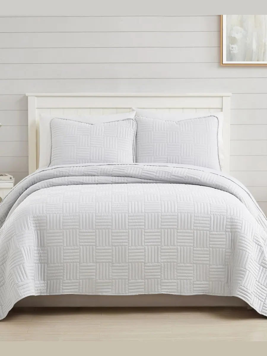 Комплект постельного белья «Клетка» из 2 предметов, размер Twin Southshore Fine Linens — изображение 1 из 3, белый