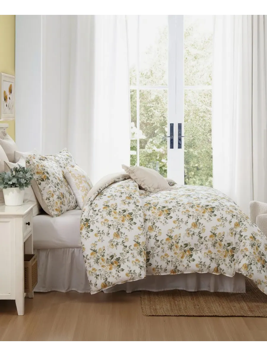 Двусторонний комплект постельного белья «розы», 7 предметов, размер full/queen. Laura Ashley — изображение 4 из 8