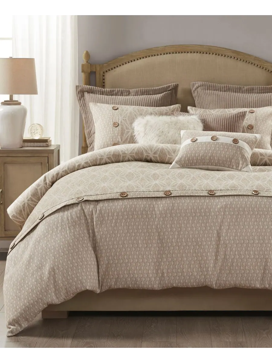 Комплект постельного белья Grace Jacquard Geometric, 9 предметов, размер Queen Madison Park — изображение 1 из 10, тауп