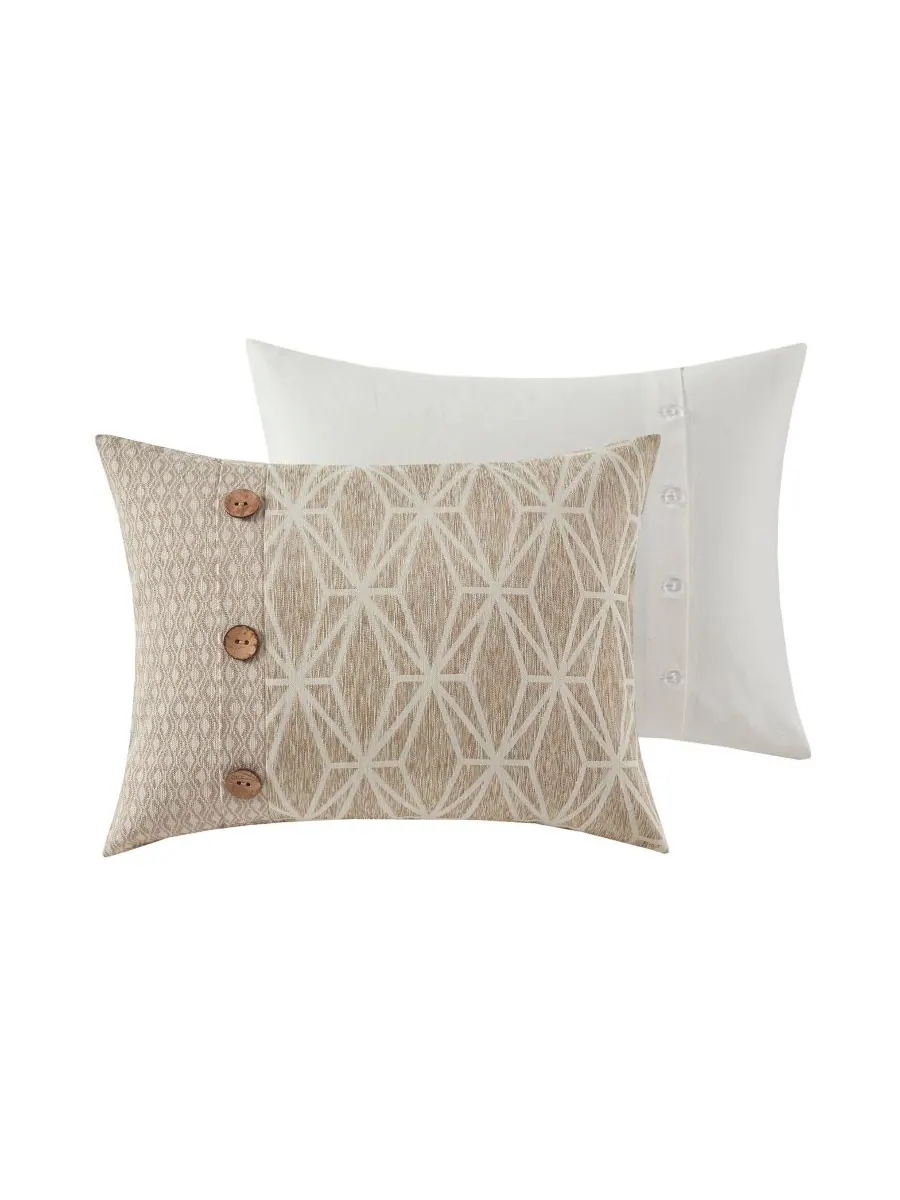 Комплект постельного белья Grace Jacquard Geometric, 9 предметов, размер Queen Madison Park — изображение 3 из 10, тауп