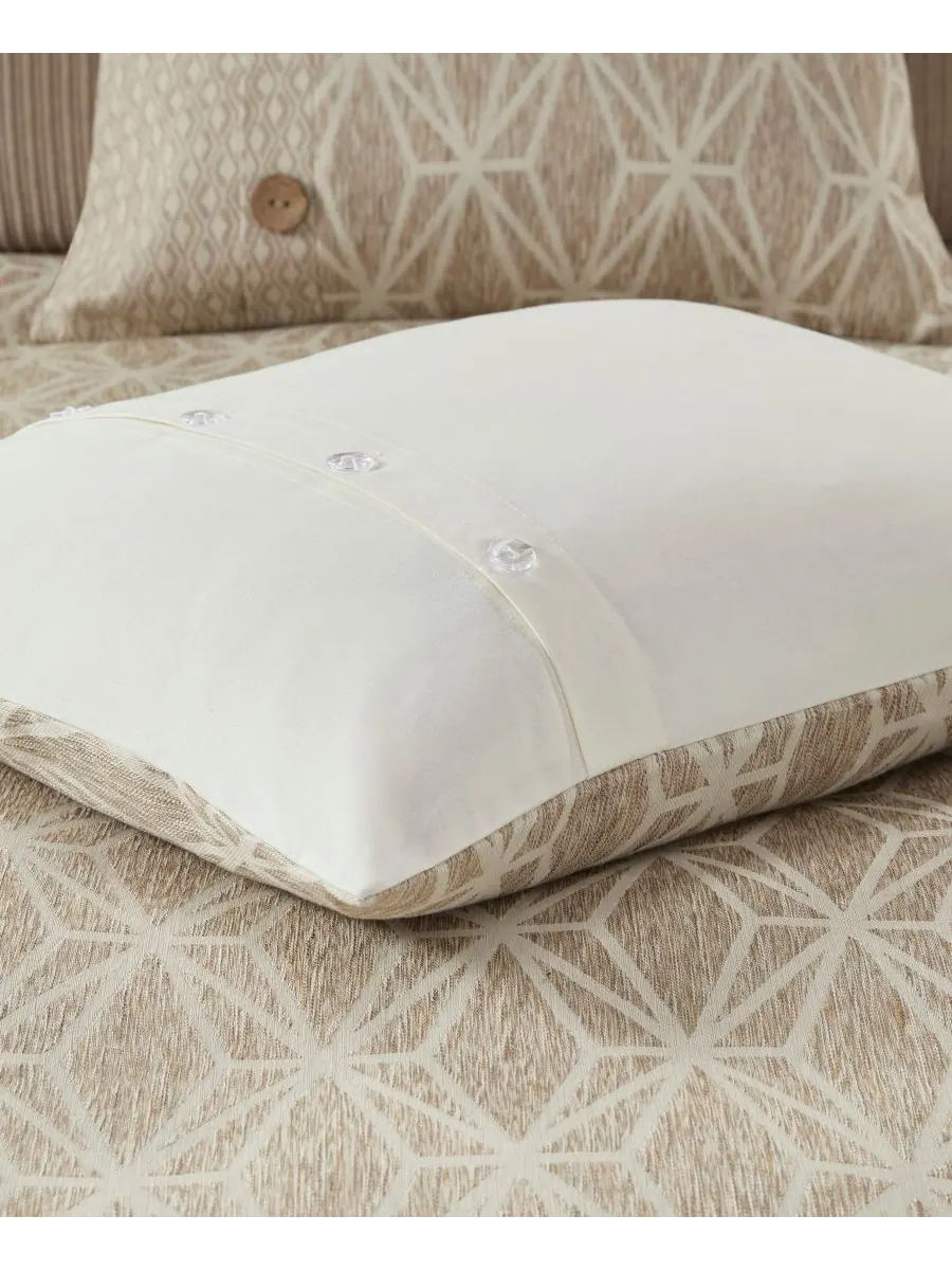 Комплект постельного белья Grace Jacquard Geometric, 9 предметов, размер Queen Madison Park — изображение 9 из 10, тауп
