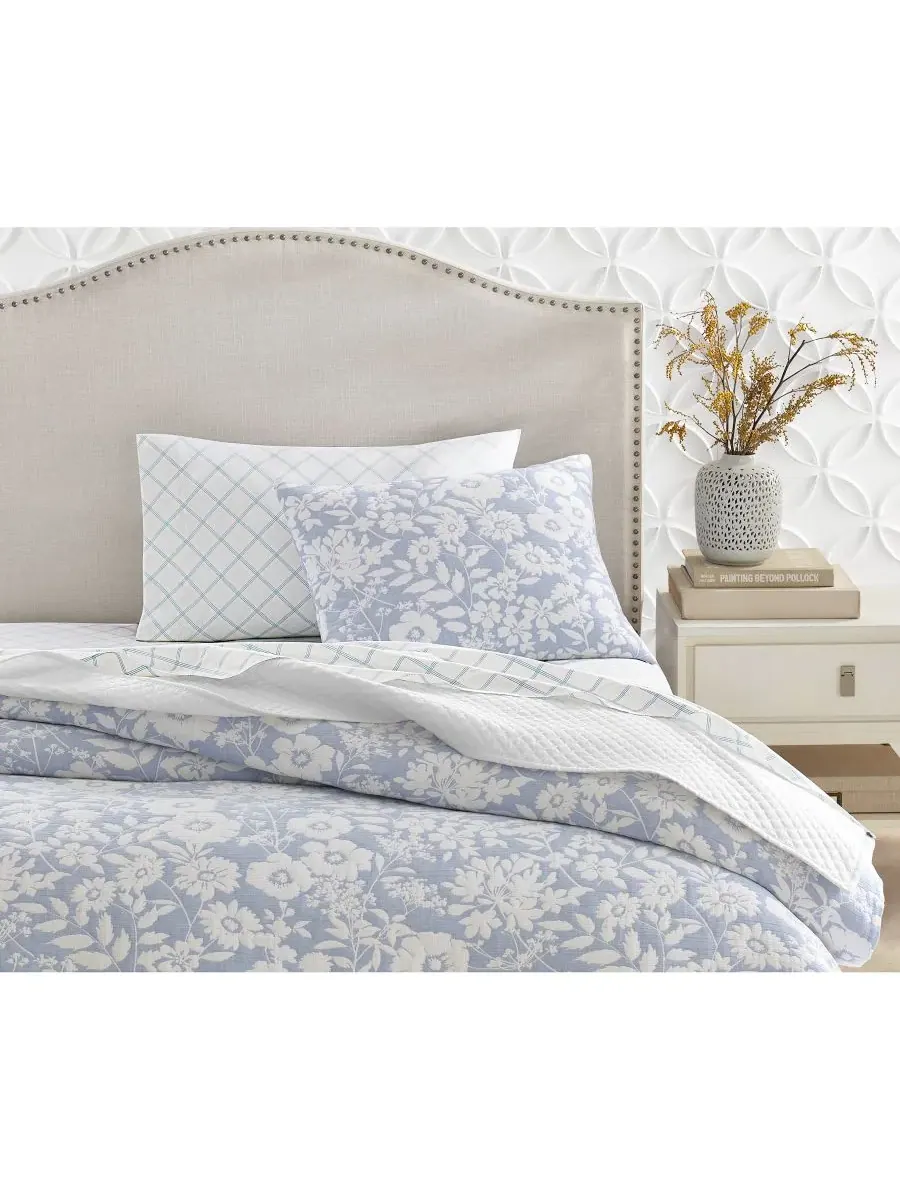 Комплект постельного белья Silhouette Floral из 3 предметов, размер Full/Queen Charter Club — изображение 6 из 10, синий