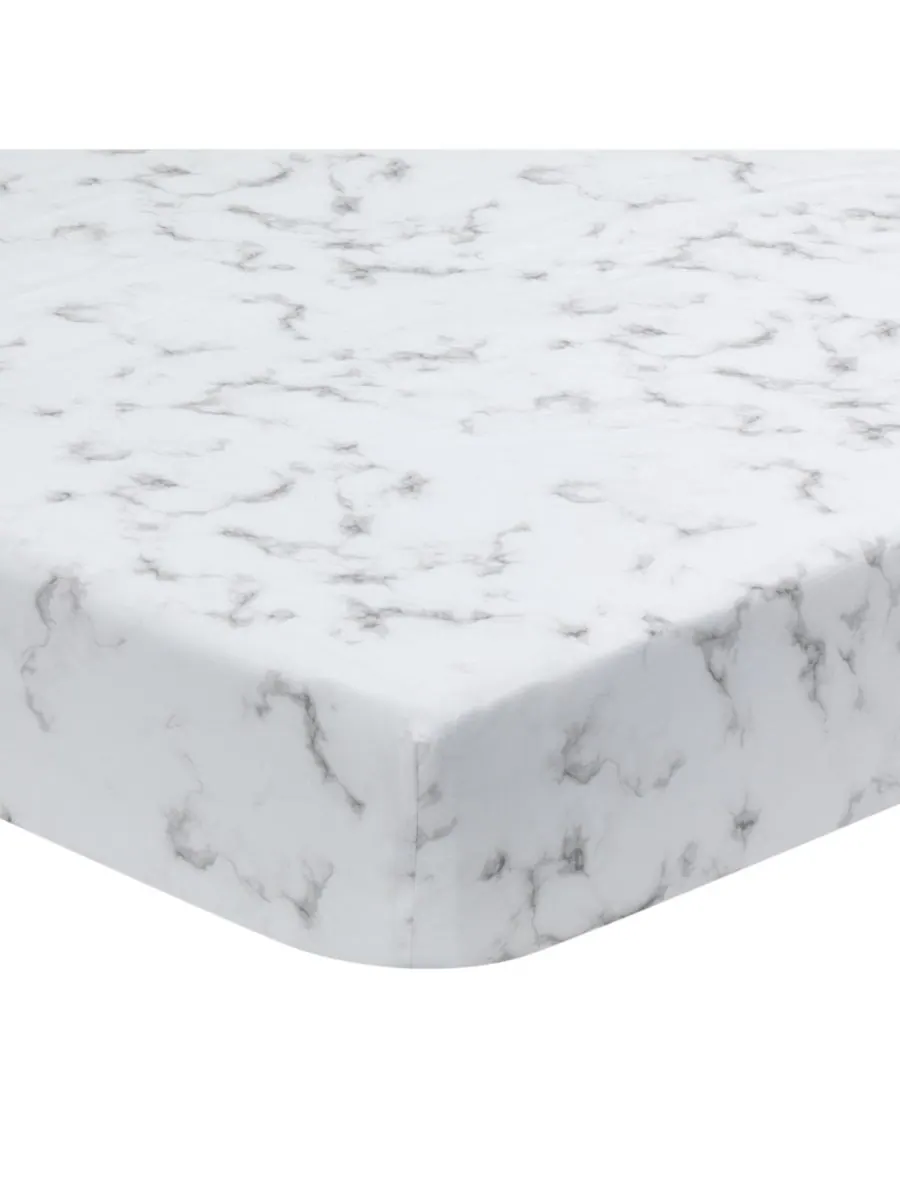 Простыня для детской кроватки Baby Signature из органического хлопка серо-белого мраморного цвета — изображение 1 из 6, серый