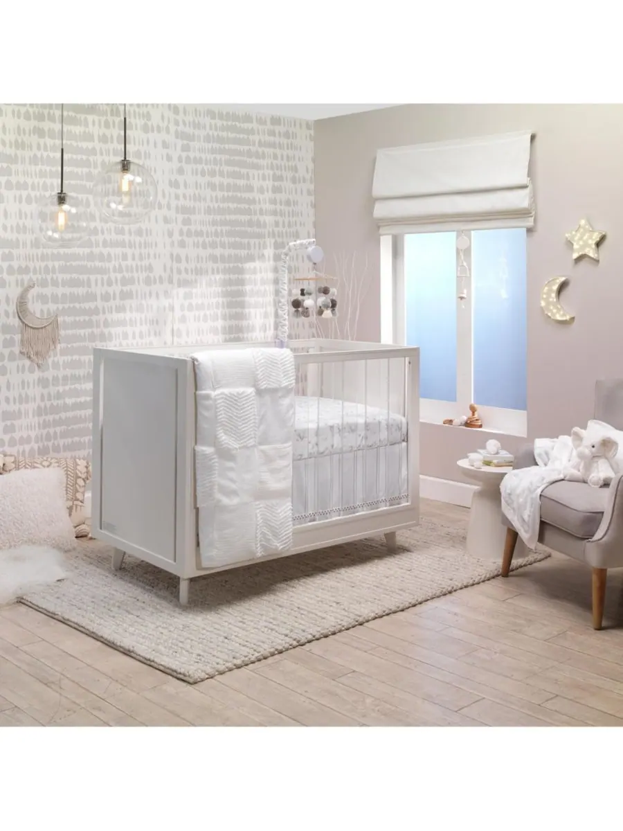 Простыня для детской кроватки Baby Signature из органического хлопка серо-белого мраморного цвета — изображение 5 из 6, серый