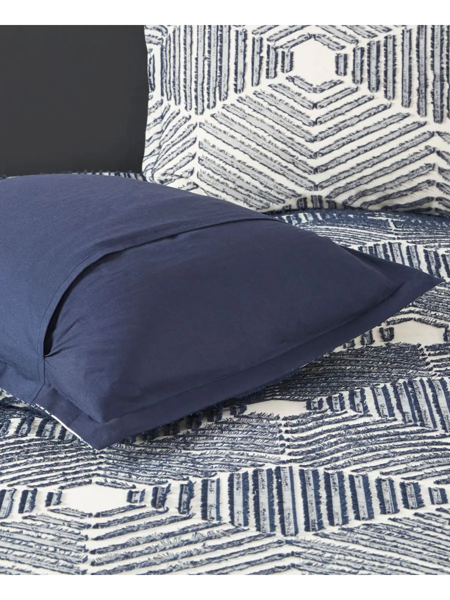 Комплект постельного белья Ellipse Jacquard из 3 предметов, размер Full/Queen INK+IVY — изображение 4 из 9, темно-синий