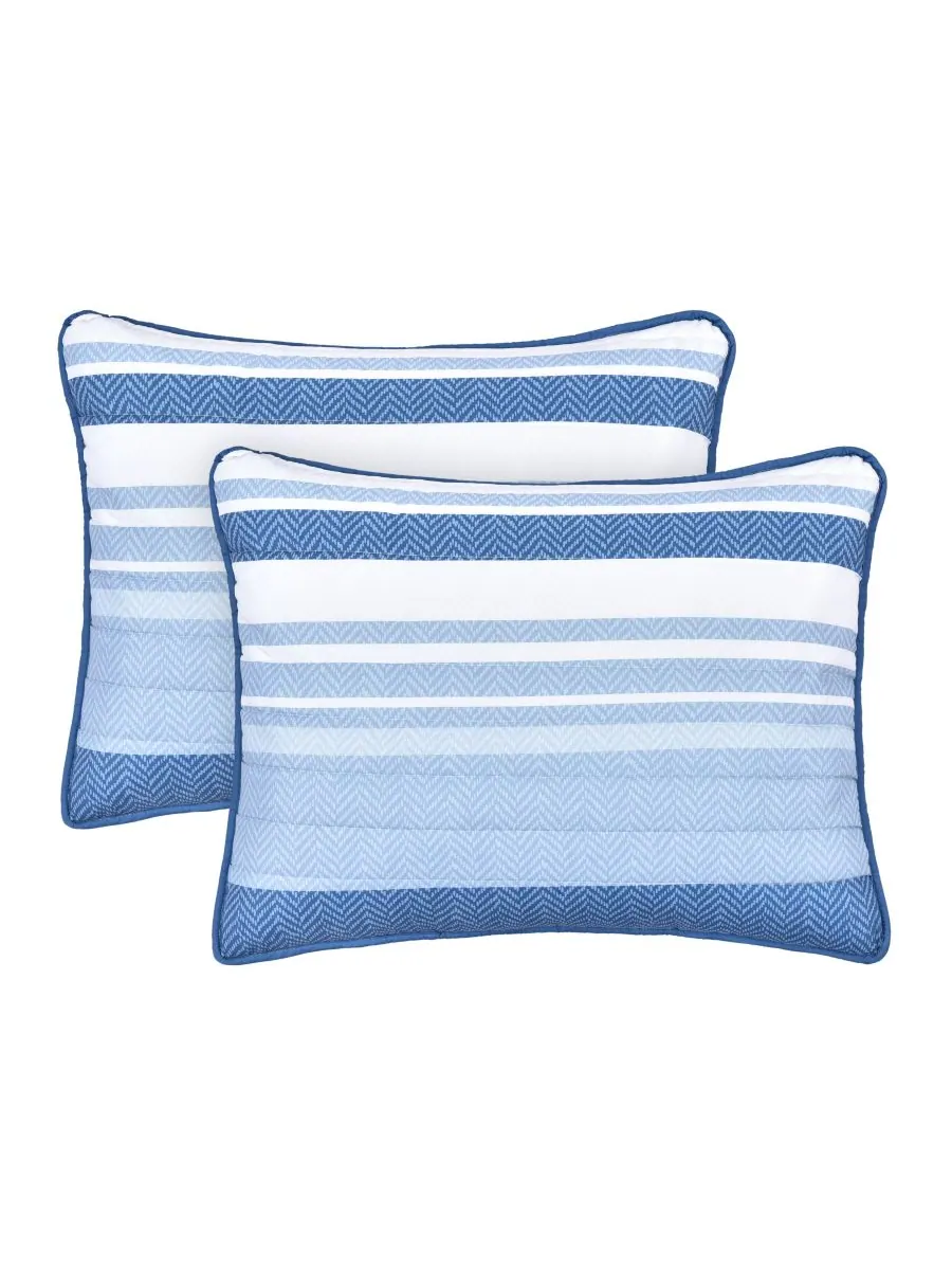 Комплект постельного белья Carson Multi-Stripe из 3 предметов, размер King/California King Royal — изображение 4 из 4, синий