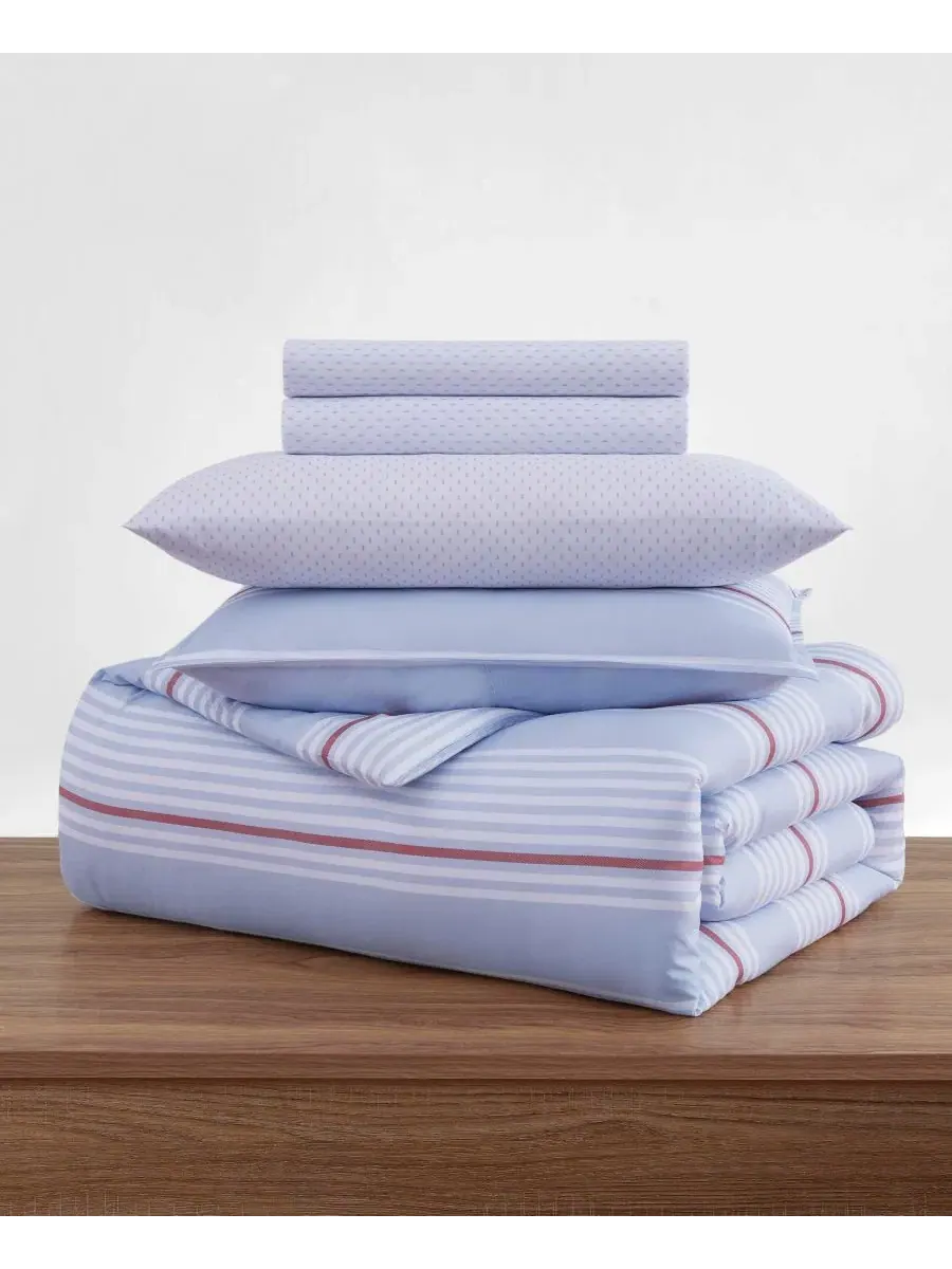 Комплект постельного белья 5 предметов Lido Stripe Tommy Hilfiger — изображение 7 из 8, светлый синий