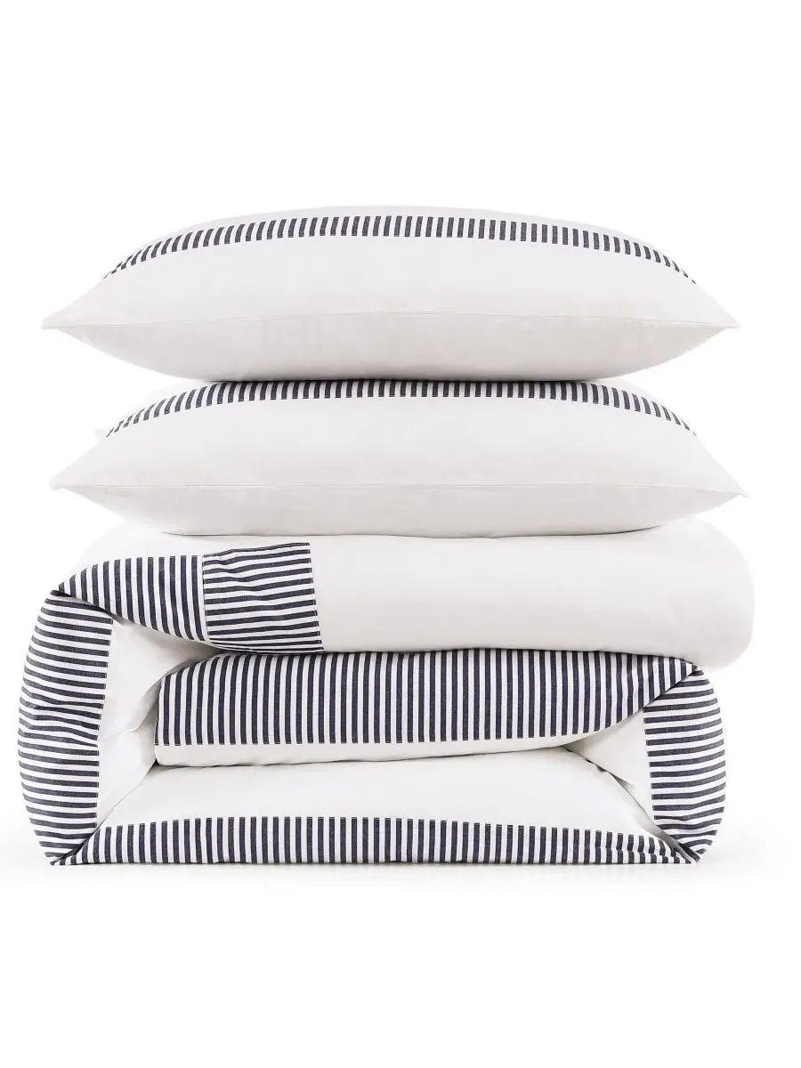 Комплект пододеяльников Madison Oxford Cotton 3-Pc. Tommy Hilfiger — изображение 6 из 8, темно-синий/белый