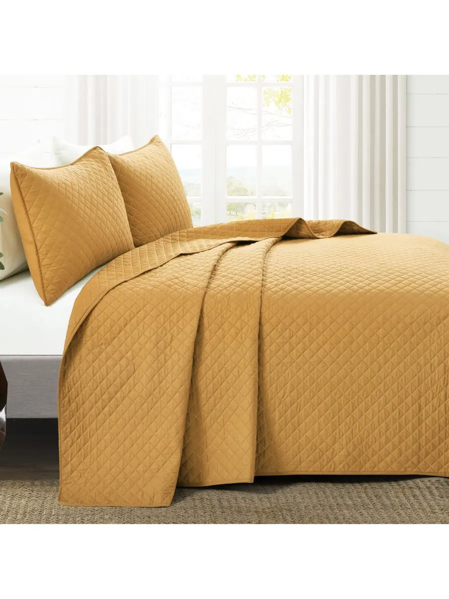 Комплект постельного белья Ava Cotton из 3 предметов, размер Full/Queen Lush Decor — изображение 7 из 9, желтый