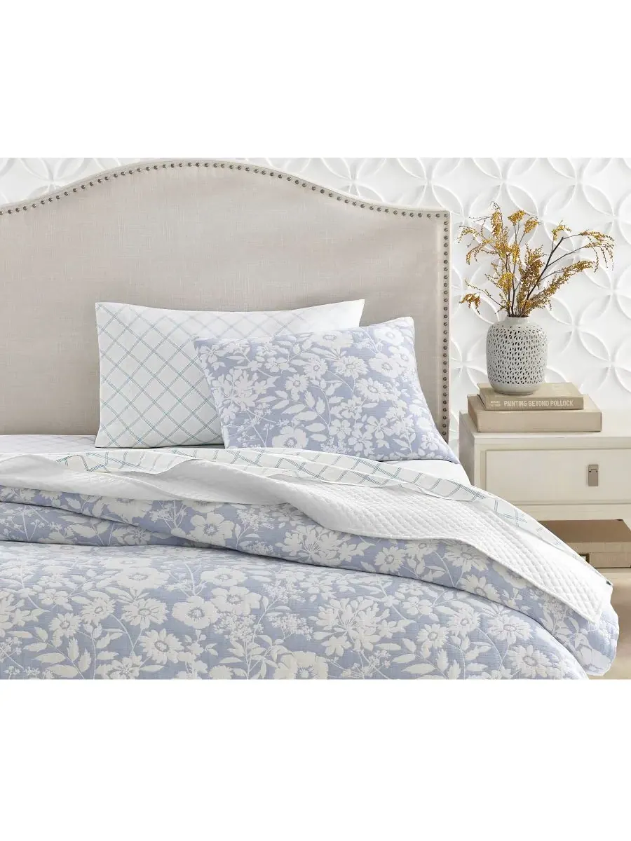 Комплект постельного белья Silhouette Floral из 3 предметов, размер Full/Queen Charter Club — изображение 8 из 10, синий