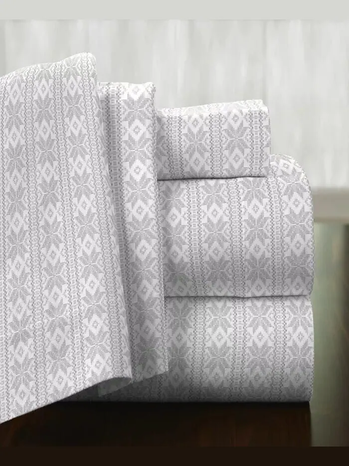 Комплект простыней из хлопковой фланели повышенной плотности Fair Isle Pointehaven — мульти