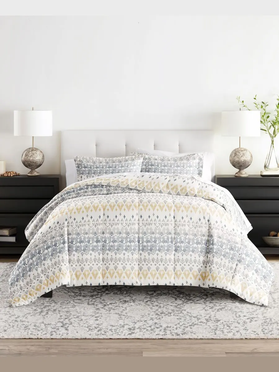 Комплект постельного белья Mayan Stamp из 3 предметов, размер King/California King Ienjoy Home — изображение 5 из 6, серый
