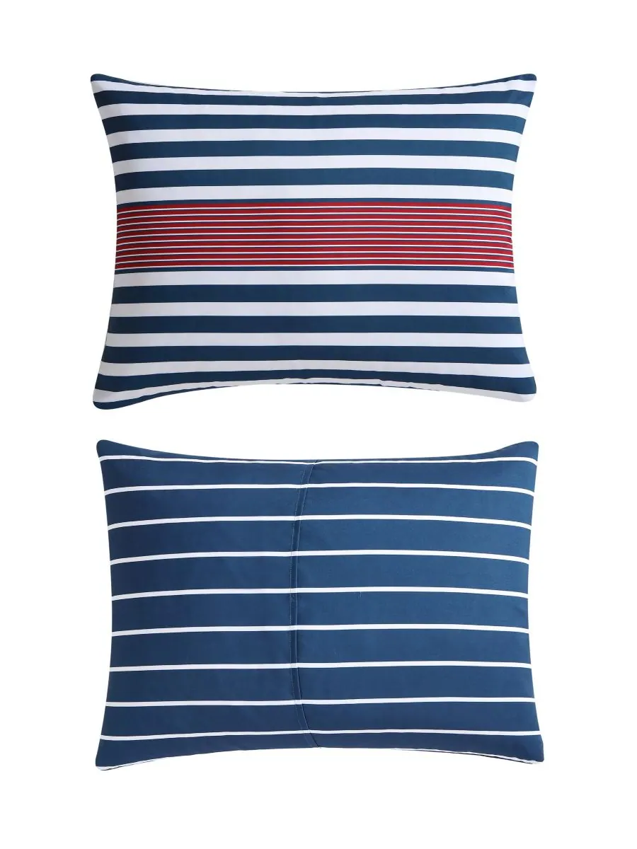 Комплект постельного белья Kennedy Stripe из 3 предметов, размер King Nautica — изображение 3 из 5, синий/белый/красный