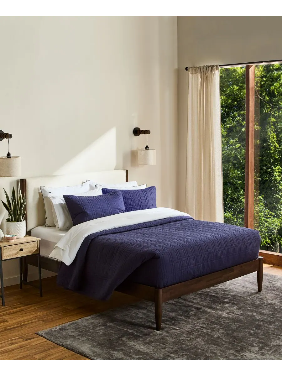 Комплект постельного белья из хлопка с логотипом, 3 предмета, размер King Lacoste Home — изображение 2 из 6, темно-синий