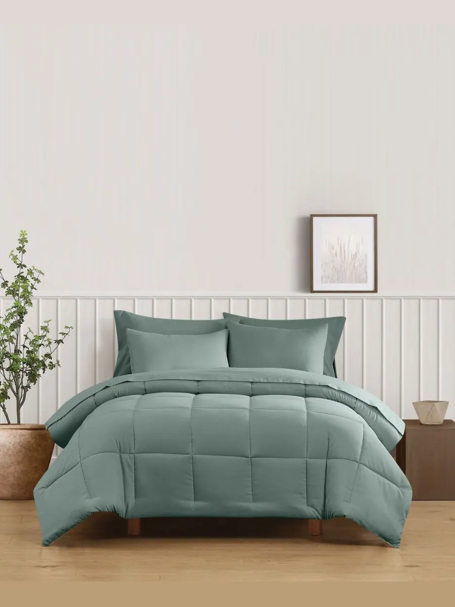 Зеленый однотонный комплект постельного белья из 3 предметов, размер King Truly Soft