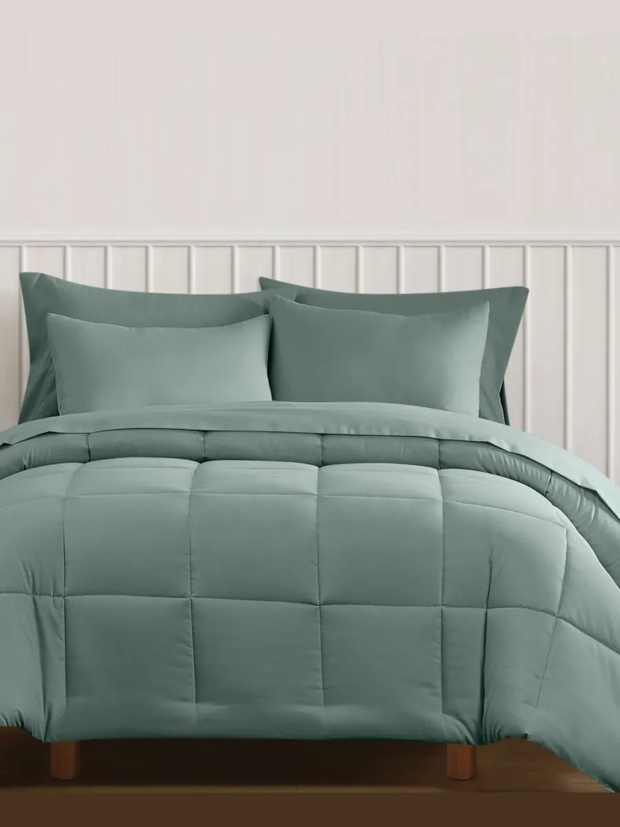 Зеленый однотонный комплект постельного белья из 3 предметов, размер King Truly Soft — изображение 2 из 4, шалфейный