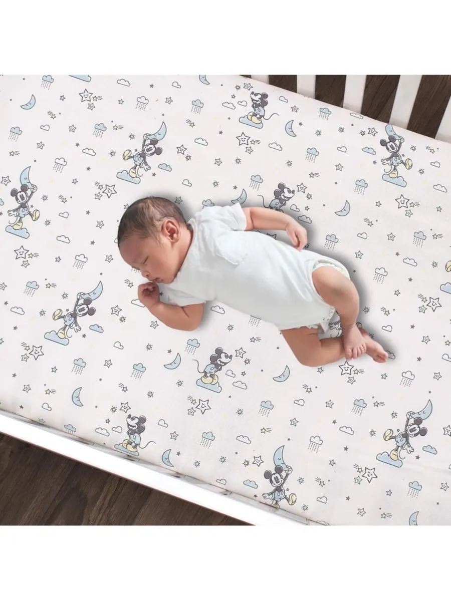 Комплект постельного белья для детской кроватки Disney Baby Moonlight с Микки Маусом, 3 предмета — изображение 4 из 9, серый