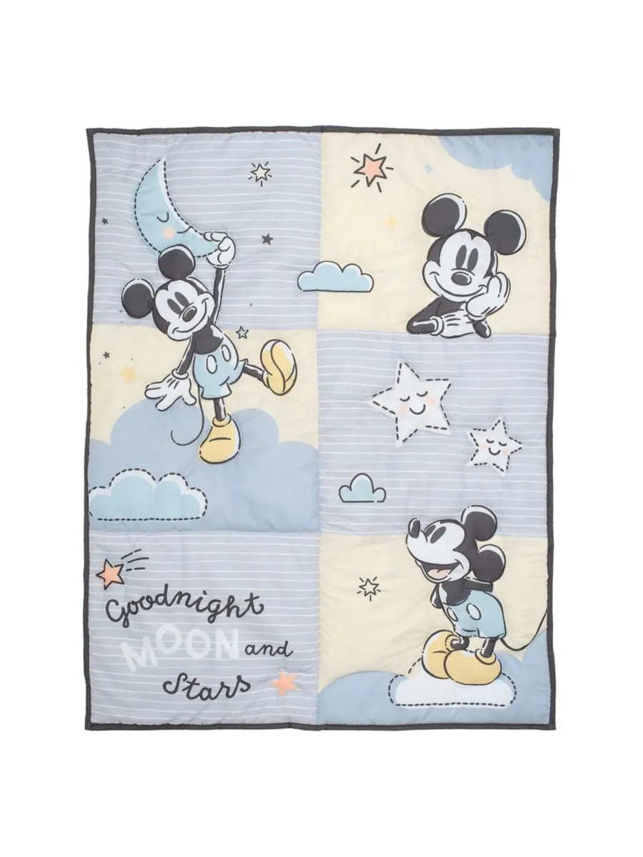 Комплект постельного белья для детской кроватки Disney Baby Moonlight с Микки Маусом, 3 предмета — изображение 6 из 9, серый