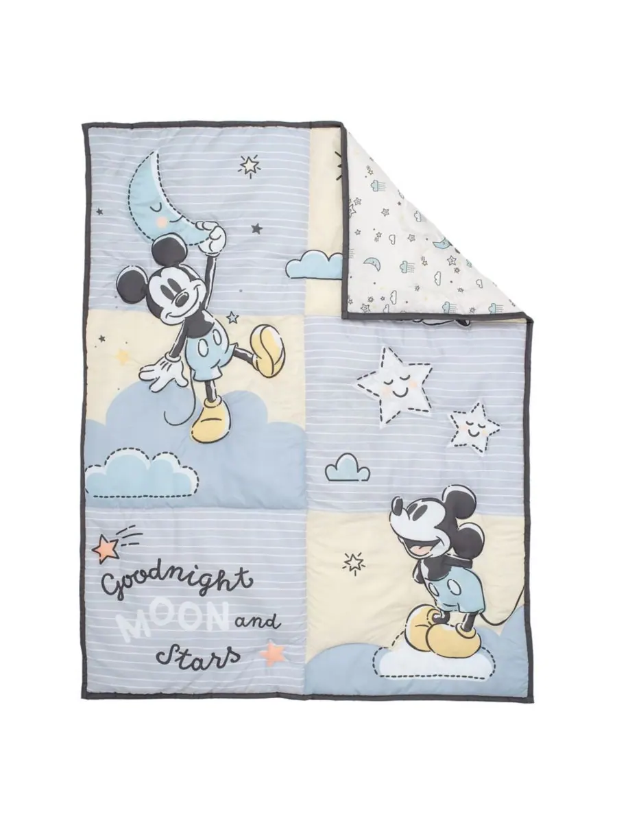 Комплект постельного белья для детской кроватки Disney Baby Moonlight с Микки Маусом, 3 предмета — изображение 9 из 9, серый