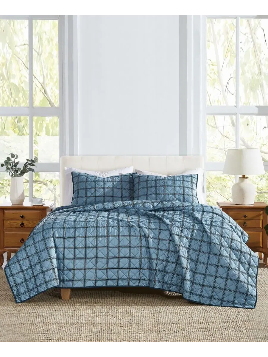 Комплект стеганого покрывала Luka Grid Plaid 2-Piece, Twin/Twin XL Cannon