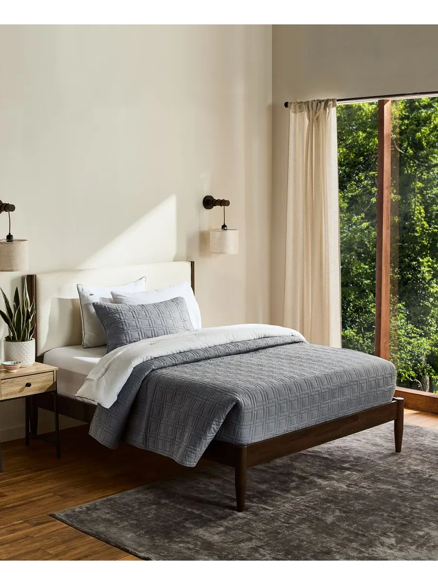 Комплект постельного белья из хлопка с логотипом, 2 предмета, размер Twin Lacoste Home — изображение 2 из 7, серый