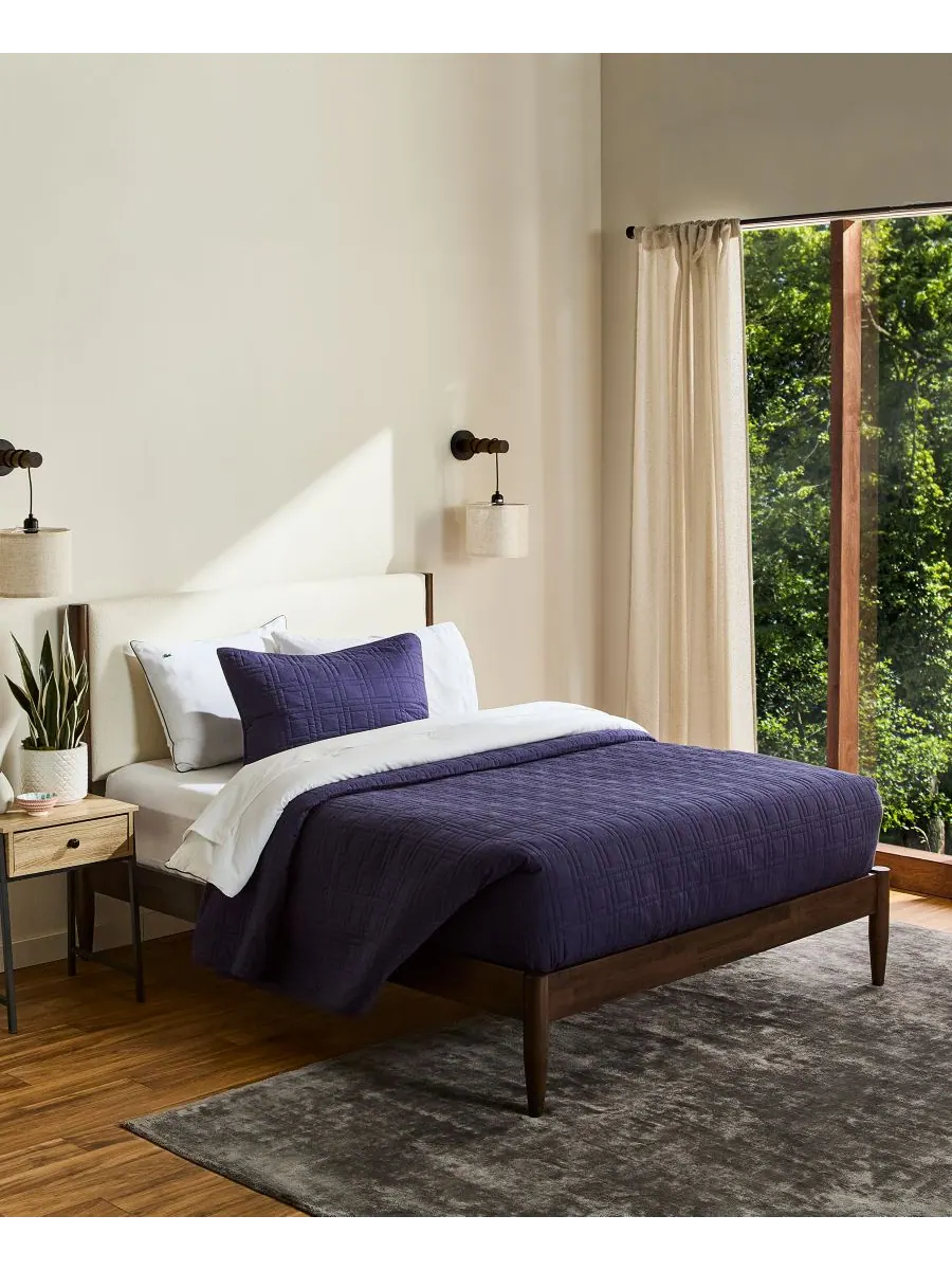 Комплект постельного белья из хлопка с логотипом, 2 предмета, размер Twin Lacoste Home — изображение 2 из 6, темно-синий