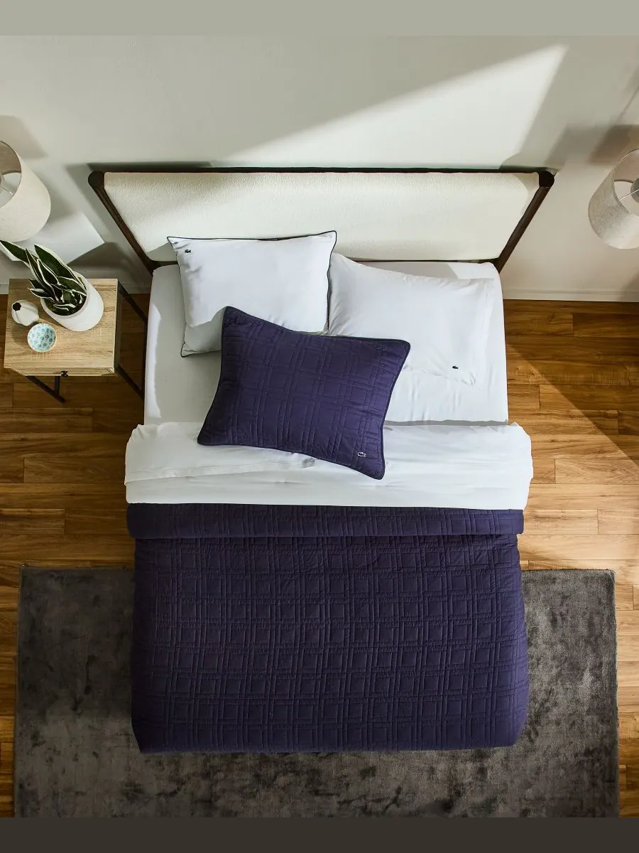 Комплект постельного белья из хлопка с логотипом, 2 предмета, размер Twin Lacoste Home — изображение 3 из 6, темно-синий