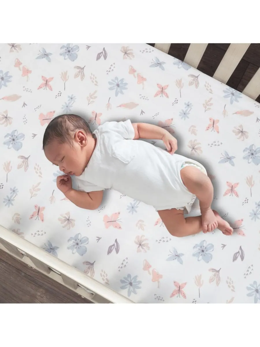 Lambs & Ivy Комплект постельного белья для детской кроватки Baby Blooms из 3 предметов — изображение 3 из 9, розовый