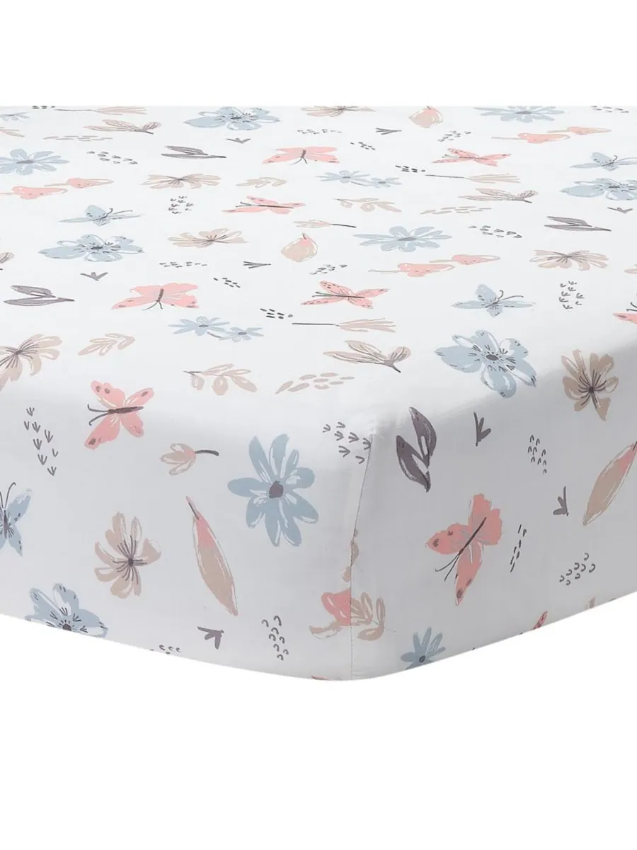 Lambs & Ivy Комплект постельного белья для детской кроватки Baby Blooms из 3 предметов — изображение 4 из 9, розовый