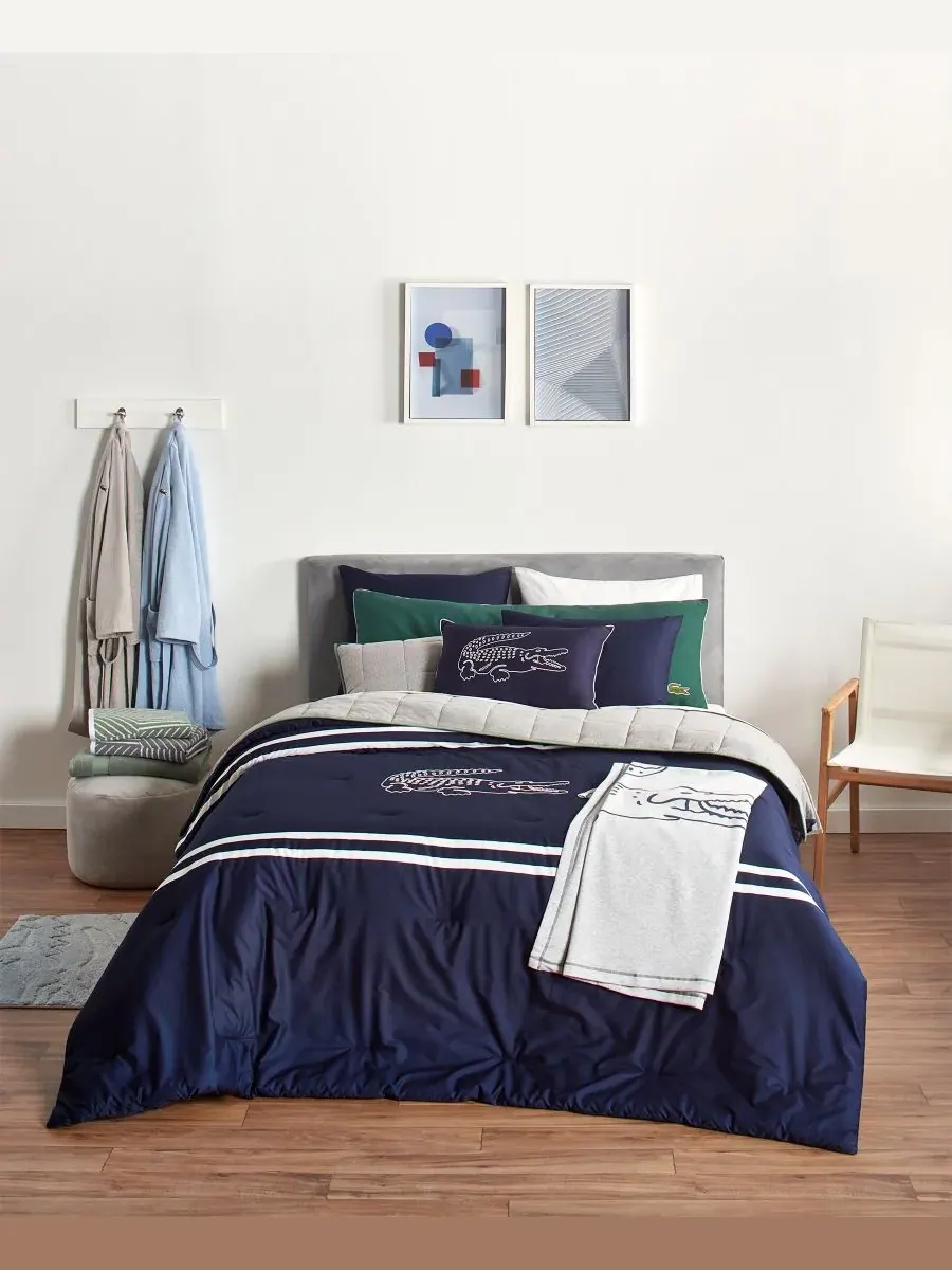 Комплект постельного белья Big Croc из 2 предметов, размер Twin Lacoste Home — изображение 2 из 6, темно-синий