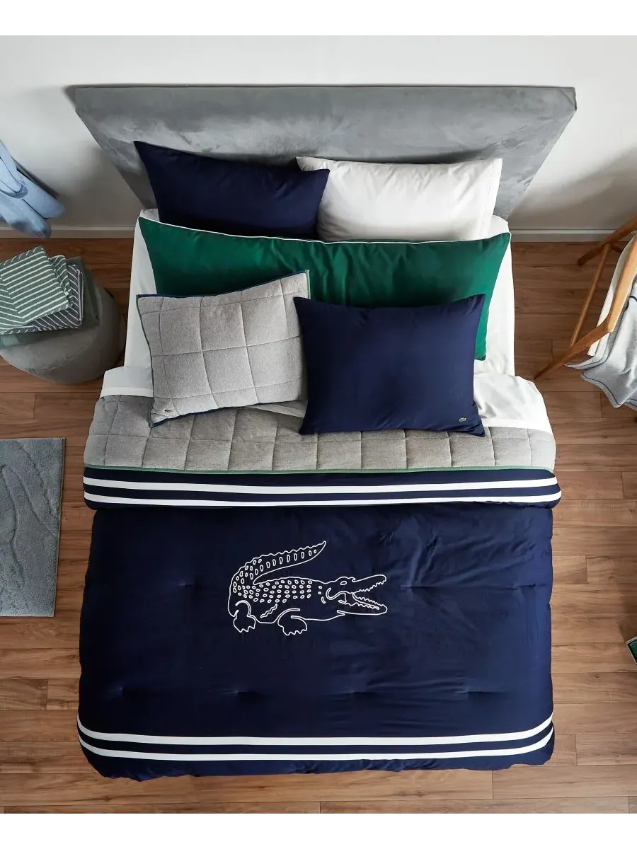 Комплект постельного белья Big Croc из 2 предметов, размер Twin Lacoste Home — изображение 3 из 6, темно-синий