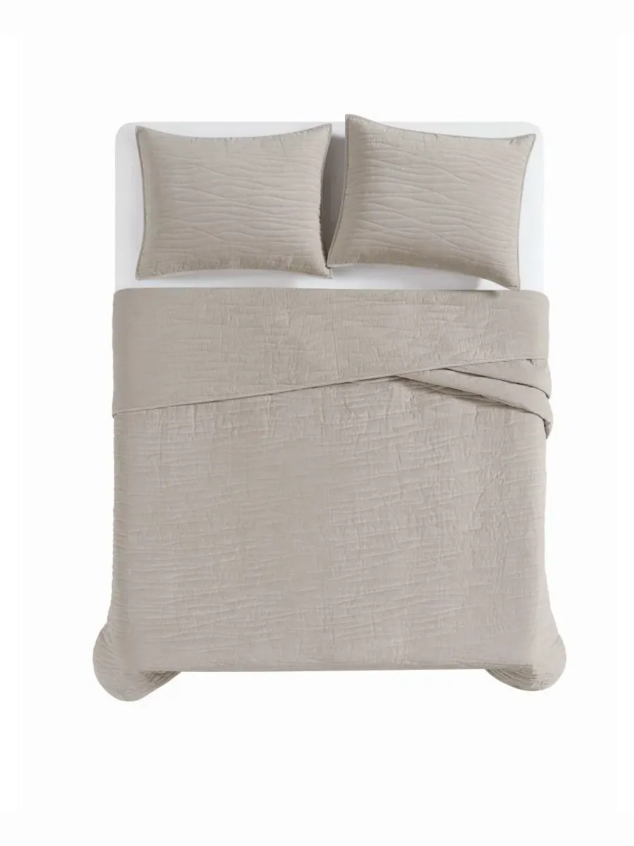 Комплект стеганого покрывала Wavy Cotton Matte Velvet Royal Velvet — изображение 4 из 6, серый