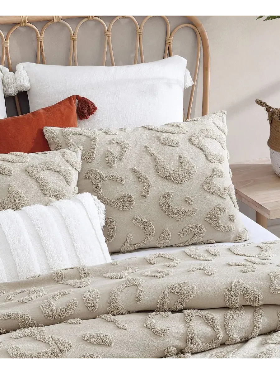 Комплект постельного белья Chenille Leopard Peri Home — изображение 3 из 5, льняной