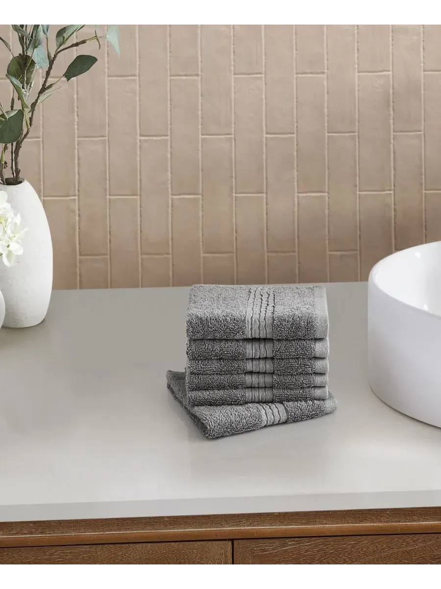 Комплект банных полотенец, 30×30 см, 6 шт., Cotton-Blend Wash Towels Cannon — изображение 3 из 3, серый