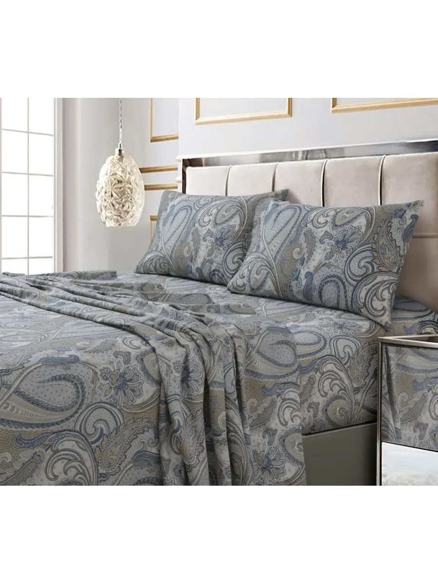 Комплект постельного белья Paisley Park из атласа с принтом и глубокими карманами Tribeca Living — изображение 1 из 2, мульти