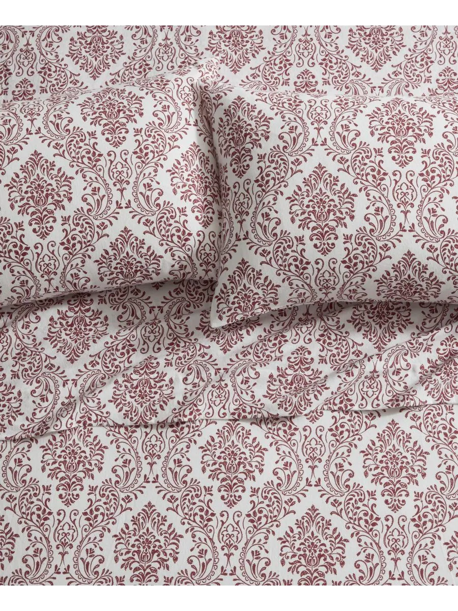 Комплект постельного белья Home Damask из 100% хлопковой фланели, 4 предмета, размер King Tahari — изображение 2 из 6, белый