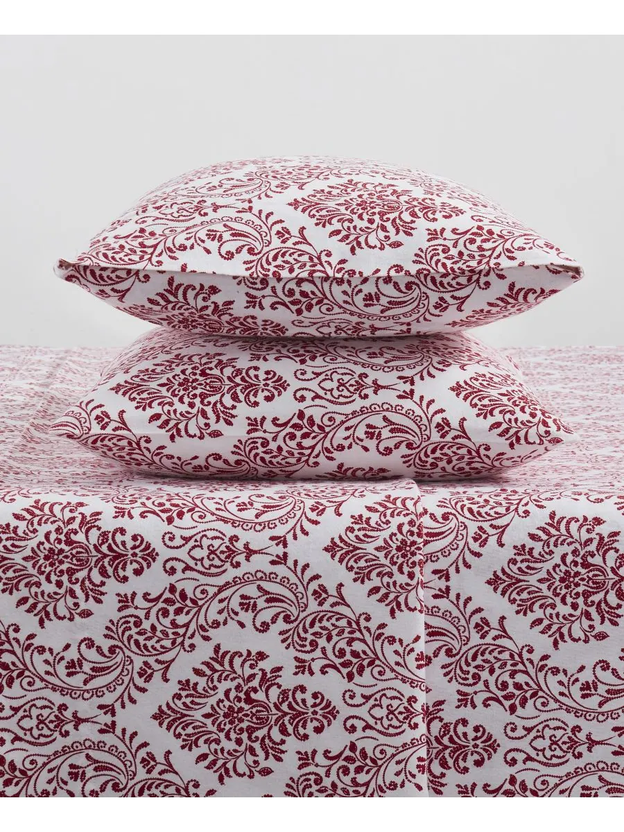 Комплект постельного белья Home Damask из 100% хлопковой фланели, 4 предмета, размер King Tahari — изображение 4 из 6, белый