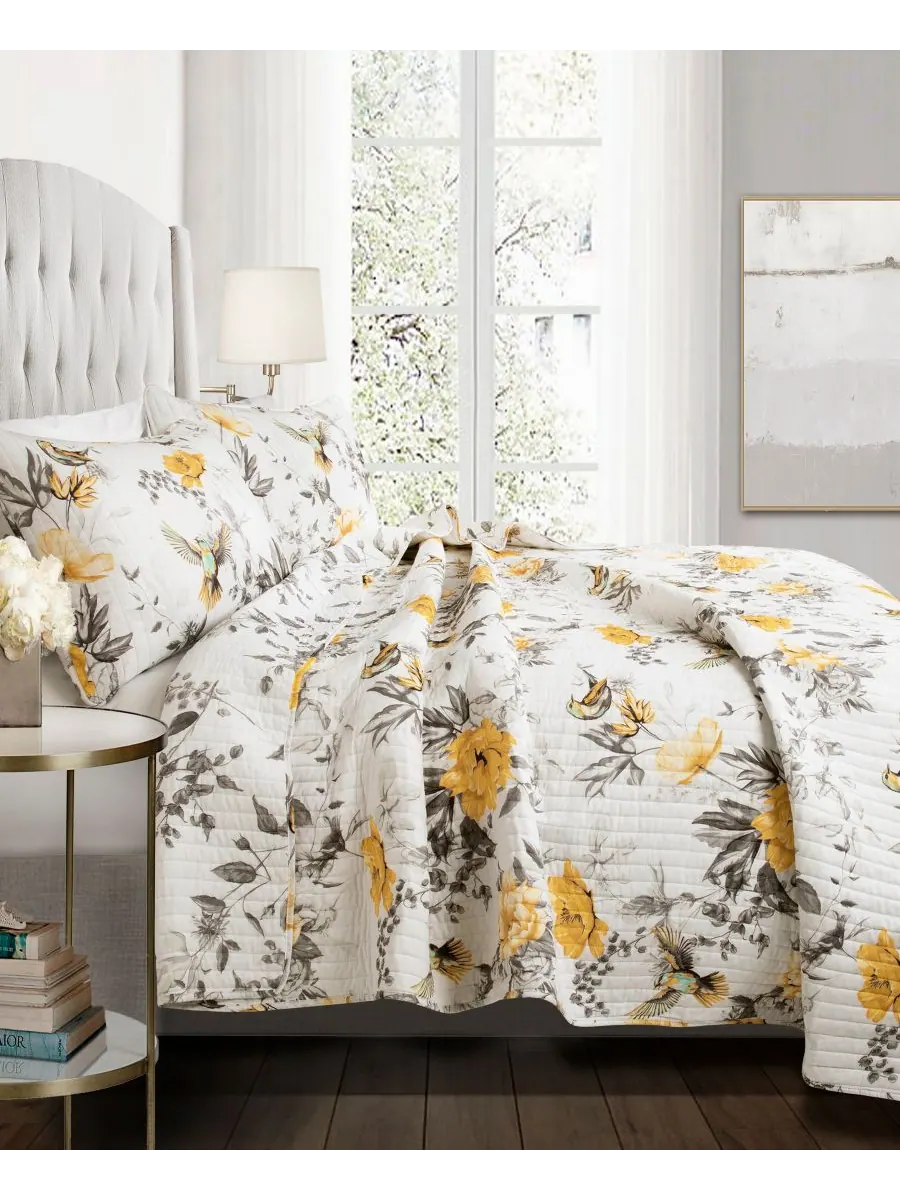 Комплект постельного белья Penrose Floral из 3 предметов, размер King Lush Décor — изображение 1 из 7, желтый