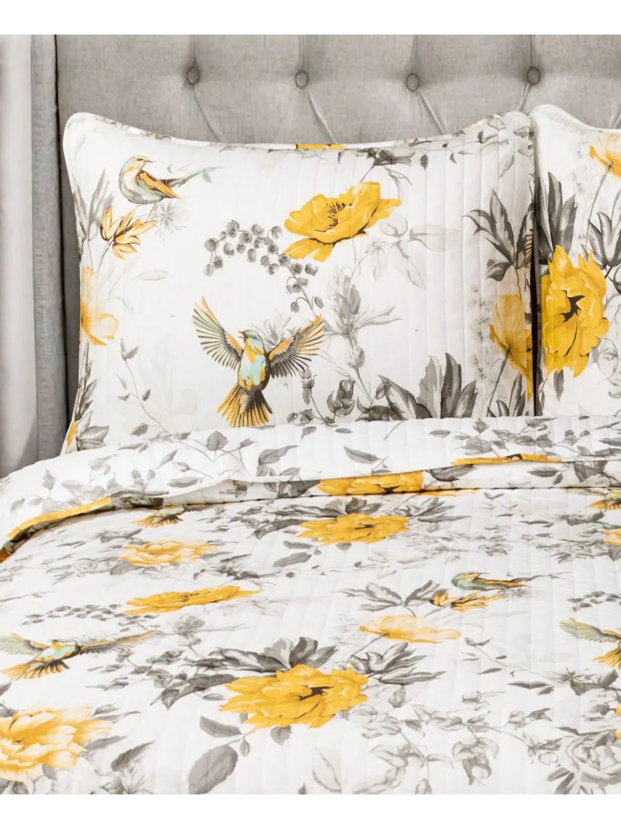 Комплект постельного белья Penrose Floral из 3 предметов, размер King Lush Décor — изображение 4 из 7, желтый