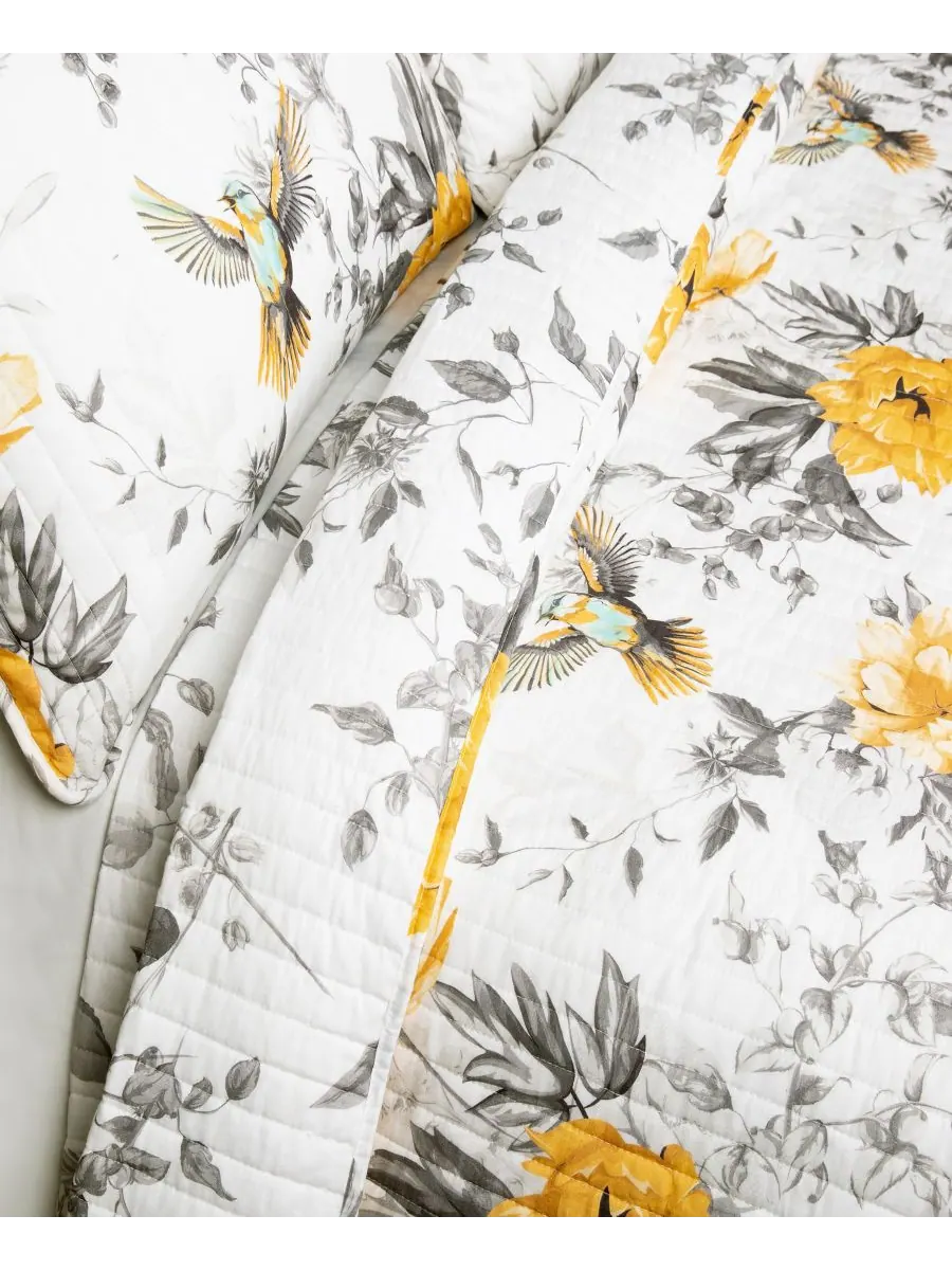 Комплект постельного белья Penrose Floral из 3 предметов, размер King Lush Décor — изображение 5 из 7, желтый