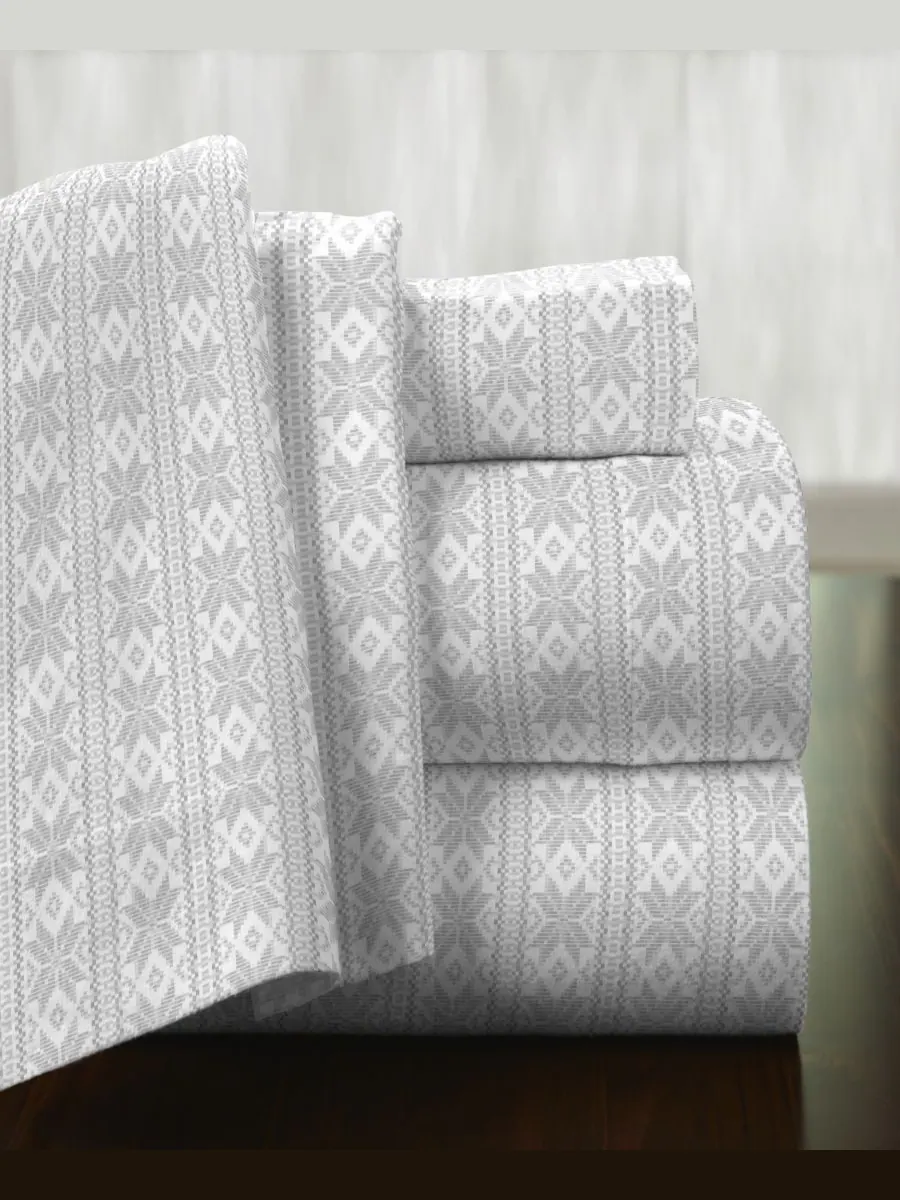 Pointehaven Комплект постельного белья из хлопковой фланели Fair Isle Superior Weight, размер Full