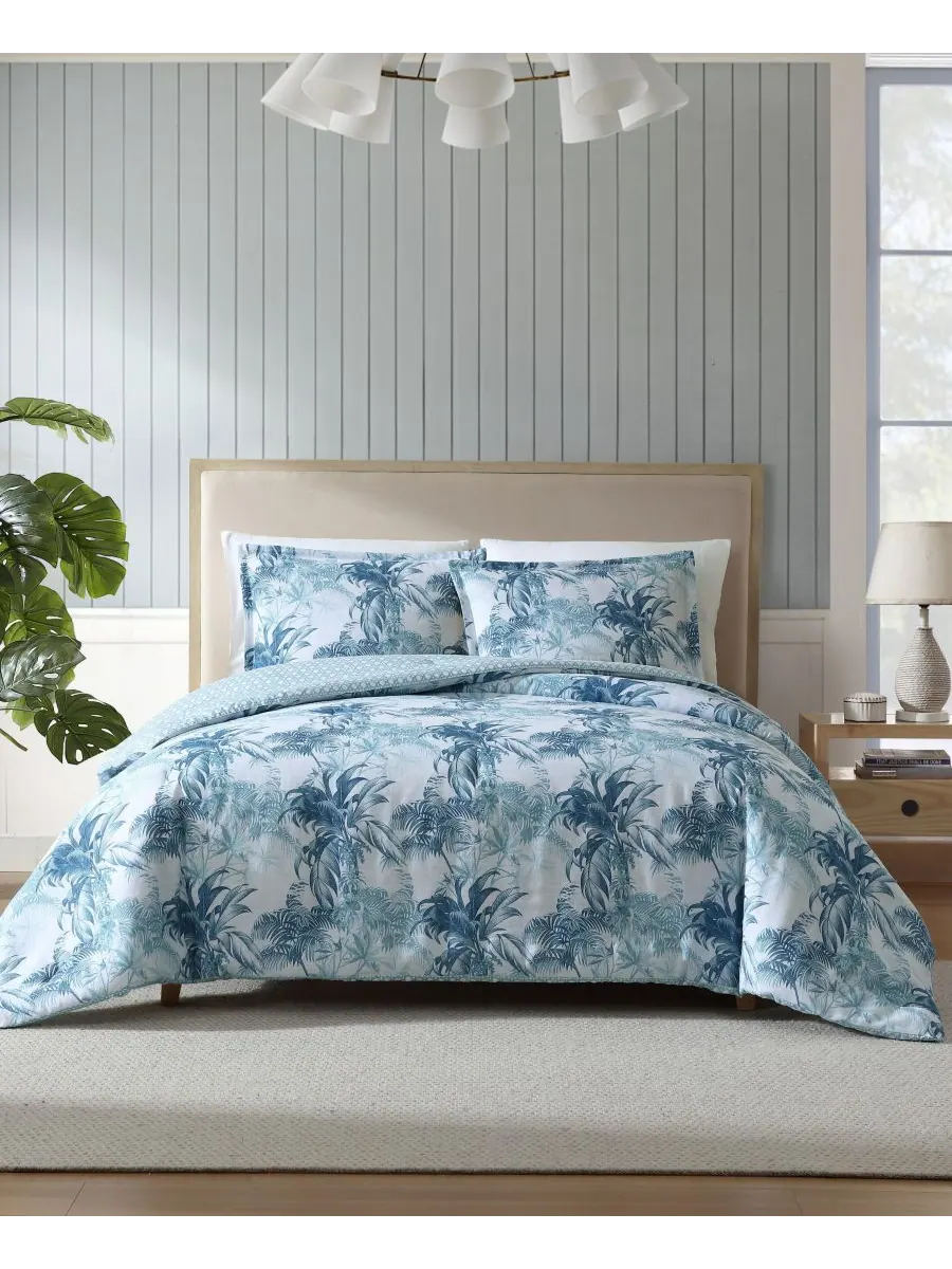 Комплект постельного белья Tommy Bahama Legacy Palms, 3 предмета, двусторонний, размер King Tommy — изображение 1 из 9, синий